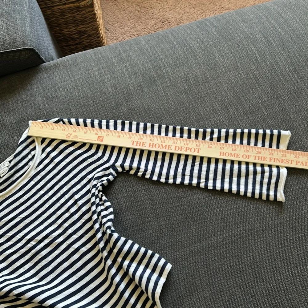 J. Crew Black and White Striped Women's Top 3/4 Sleeves
